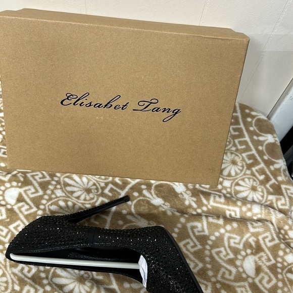 Elisabet Tang Women Pumps, Pointed Toe High Heel Glitter Rhinestone Heels Sparks - Picture 6 of 12